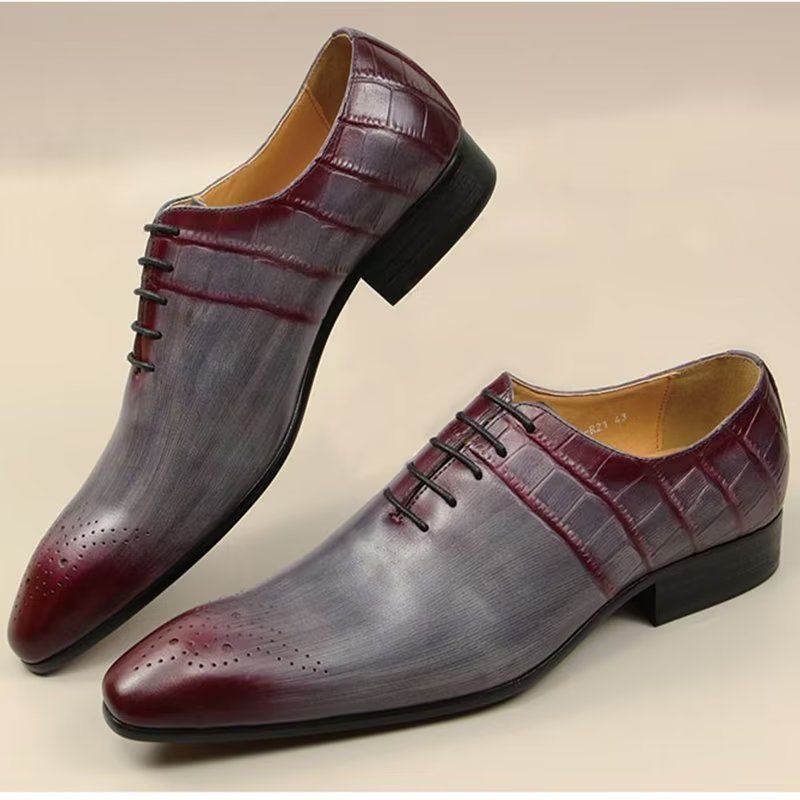 Pánské Společenské Boty Elegantní Kožené Svatební Brogue - Červená