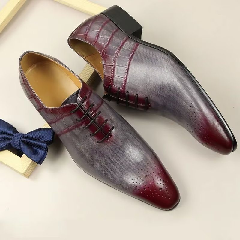 Pánské Společenské Boty Elegantní Kožené Svatební Brogue - Červená