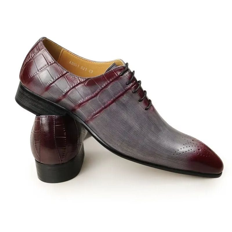 Pánské Společenské Boty Elegantní Kožené Svatební Brogue - Červená