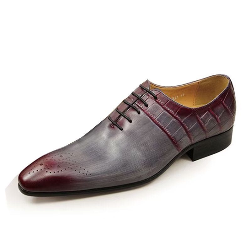 Pánské Společenské Boty Elegantní Kožené Svatební Brogue - Červená