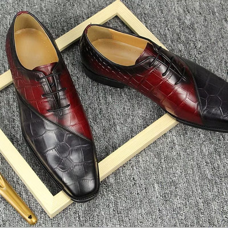 Pánské Společenské Boty Elegantní Kožené Svatební Brogue - Červené