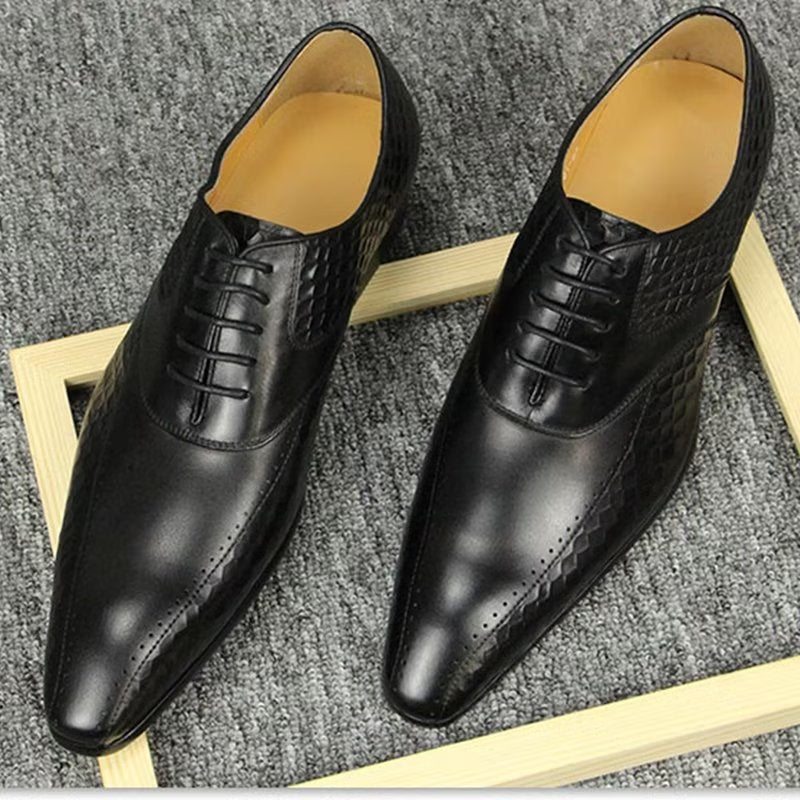 Pánské Společenské Boty Elegantní Kožené Svatební Brogue - Černá