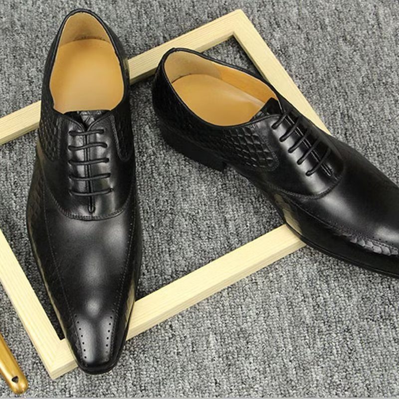 Pánské Společenské Boty Elegantní Kožené Svatební Brogue - Černá