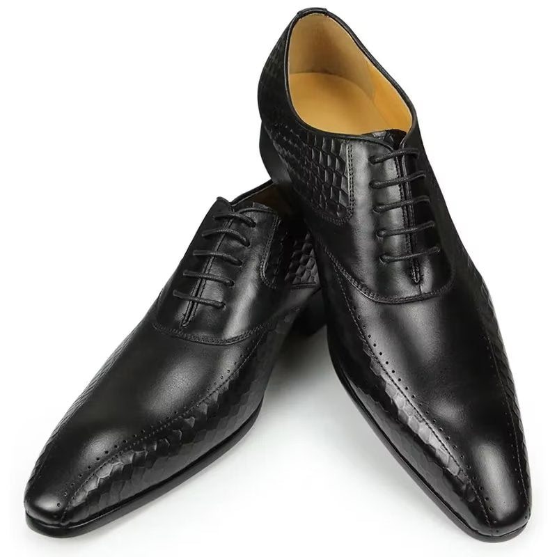 Pánské Společenské Boty Elegantní Kožené Svatební Brogue - Černá