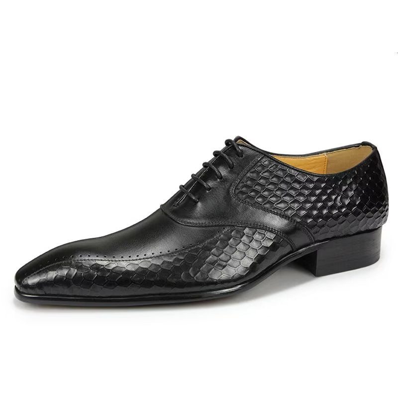 Pánské Společenské Boty Elegantní Kožené Svatební Brogue - Černá