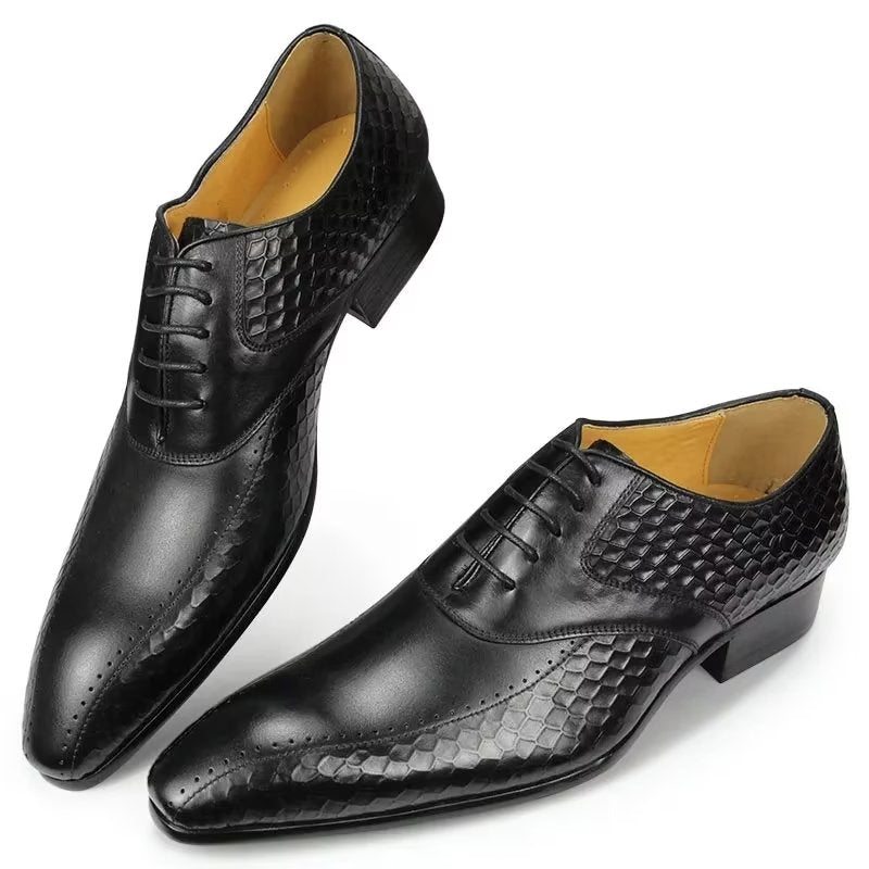 Pánské Společenské Boty Elegantní Kožené Svatební Brogue - Černá