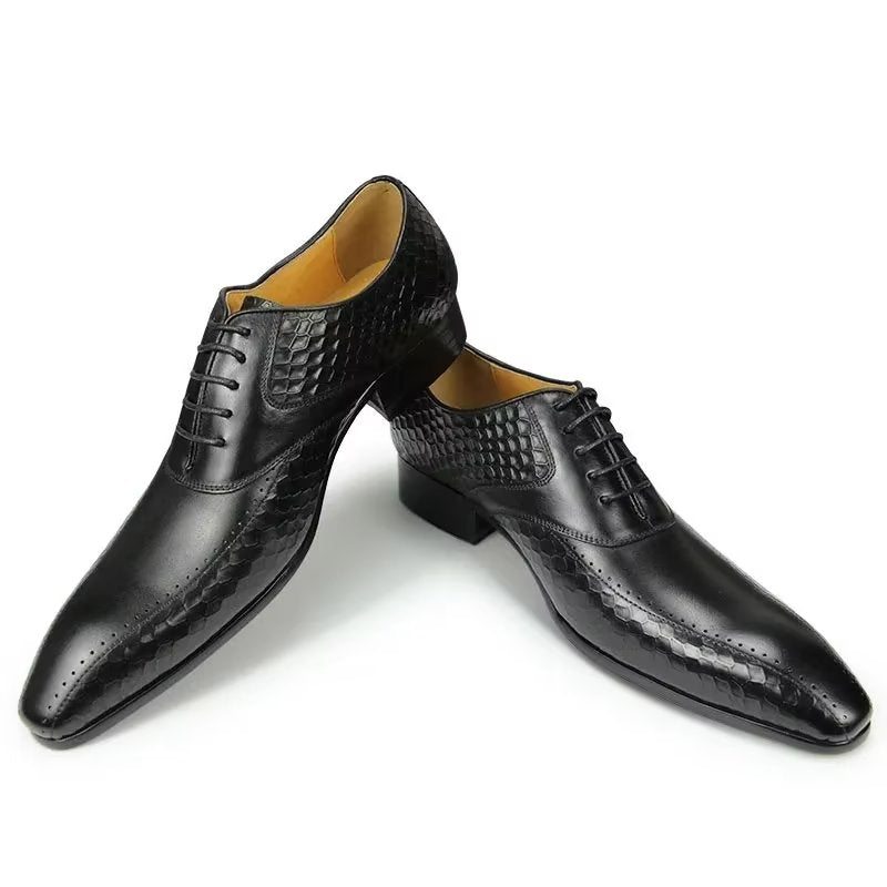 Pánské Společenské Boty Elegantní Kožené Svatební Brogue - Černá