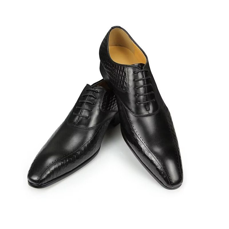 Pánské Společenské Boty Elegantní Kožené Svatební Brogue - Černá