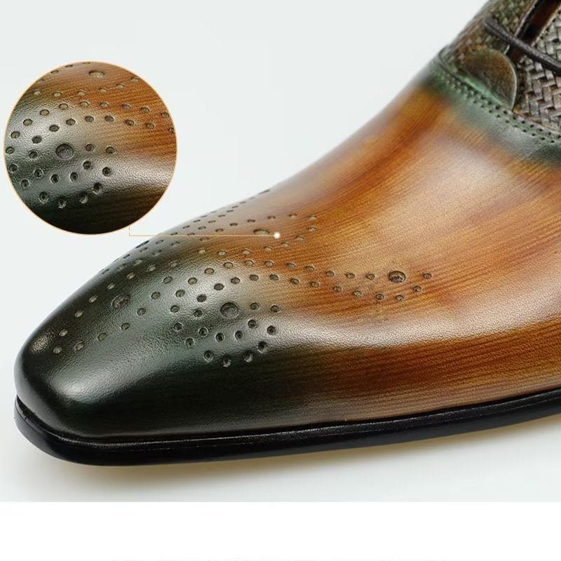 Pánské Společenské Boty Elegantní Kožené Svatební Brogue Na Zakázku - Zelená