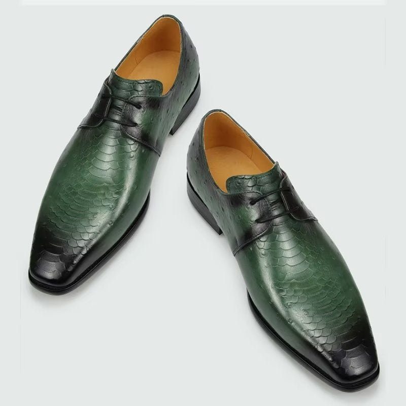 Pánské Společenské Boty Elegantní Kožené Svatební Brogue Na Zakázku - Zelená