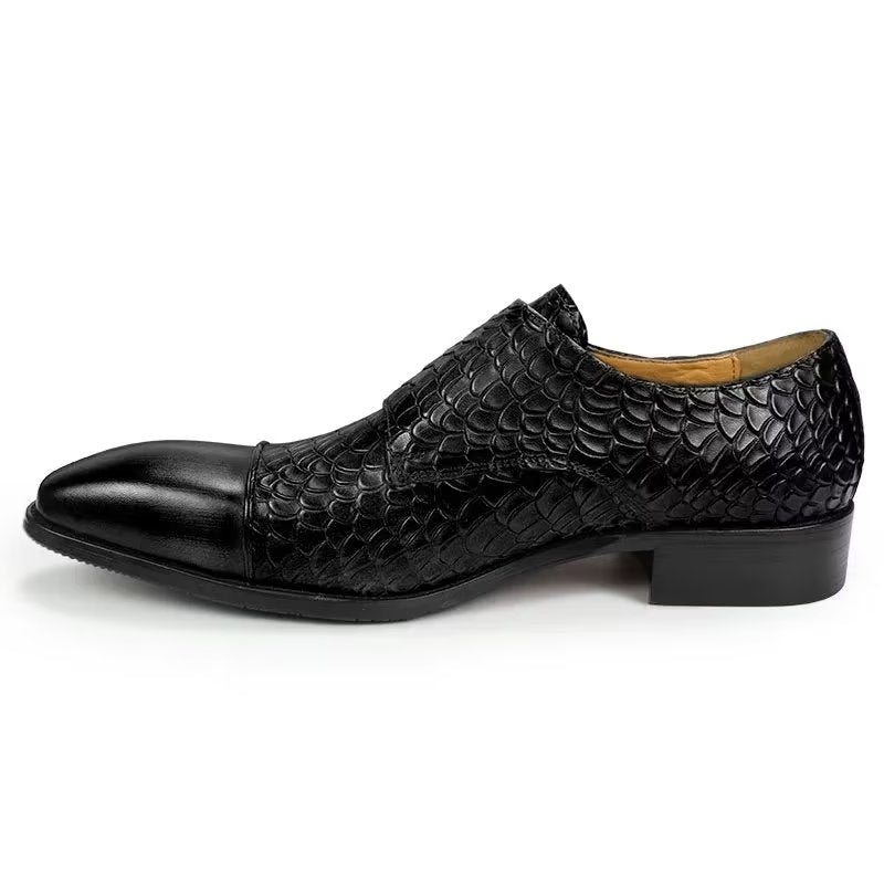 Pánské Společenské Boty Elegantní Kožené Svatební Brogue Na Zakázku - Černá