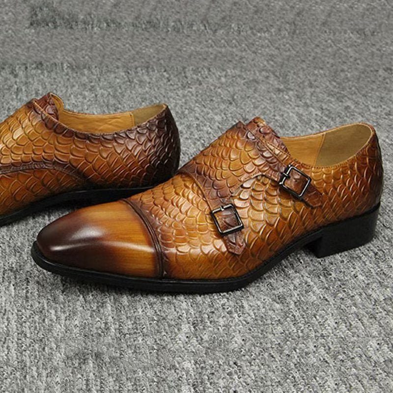 Pánské Společenské Boty Elegantní Kožené Svatební Brogue Na Zakázku - Hnědá