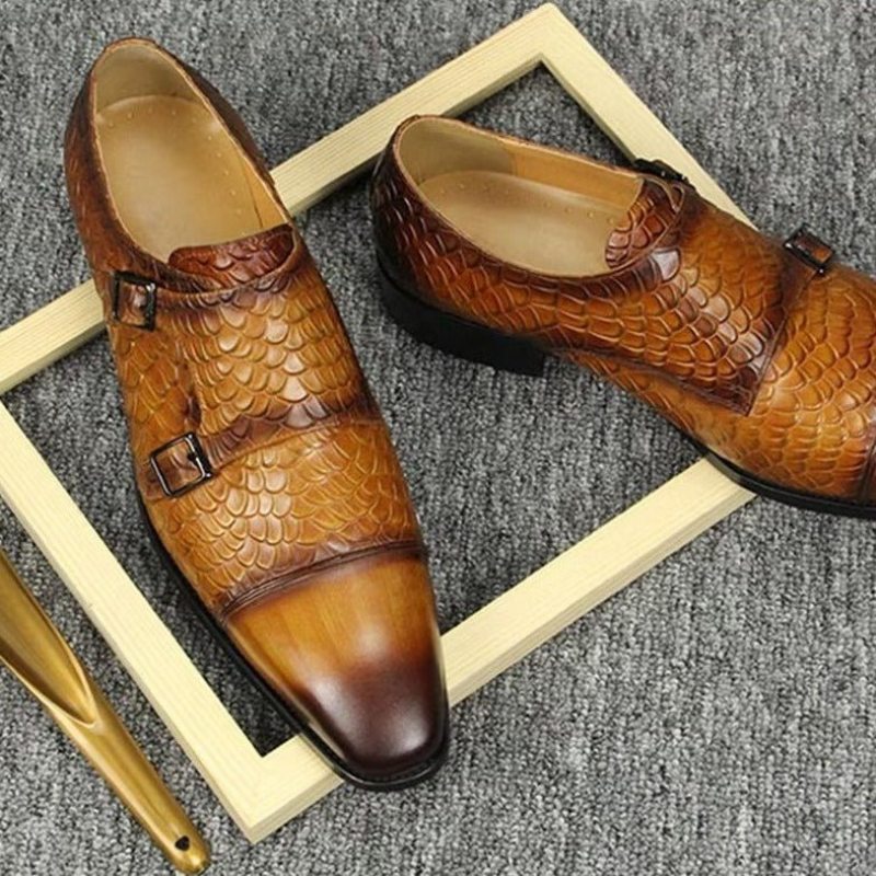 Pánské Společenské Boty Elegantní Kožené Svatební Brogue Na Zakázku - Hnědá