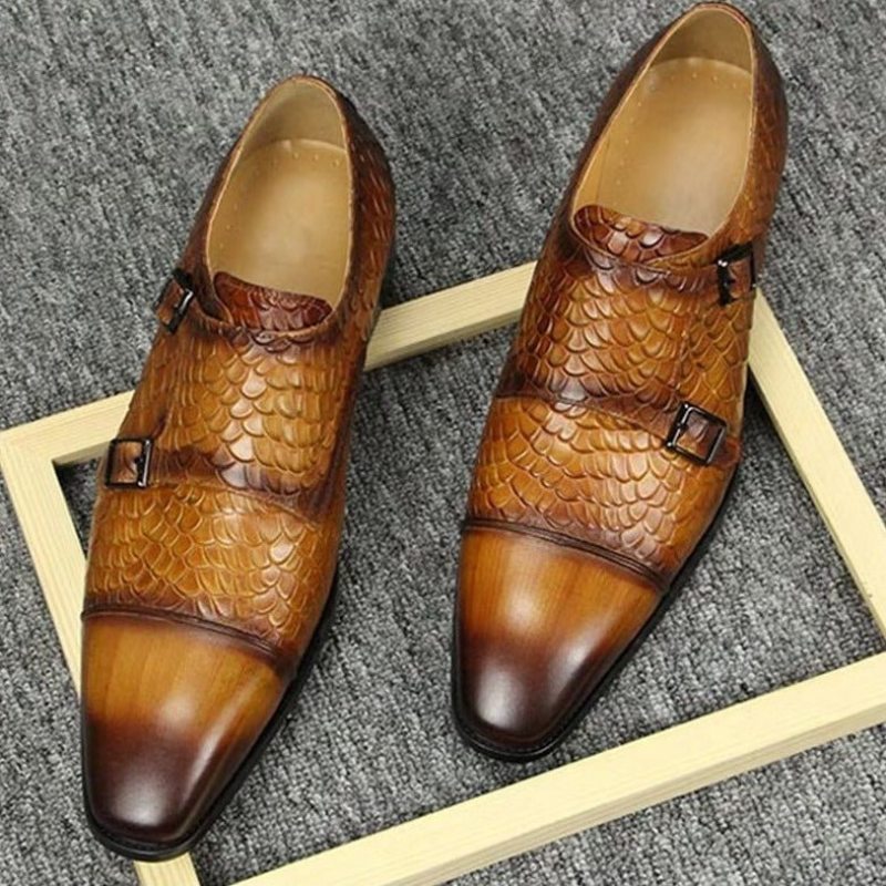 Pánské Společenské Boty Elegantní Kožené Svatební Brogue Na Zakázku - Hnědá