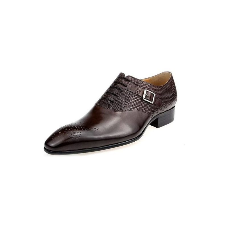 Pánské Společenské Boty Elegantní Kožené Svatební Groom Brogue - Káva