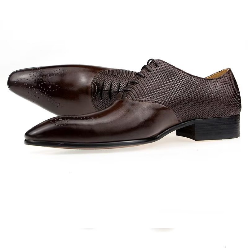 Pánské Společenské Boty Elegantní Kožené Svatební Groom Brogue - Káva