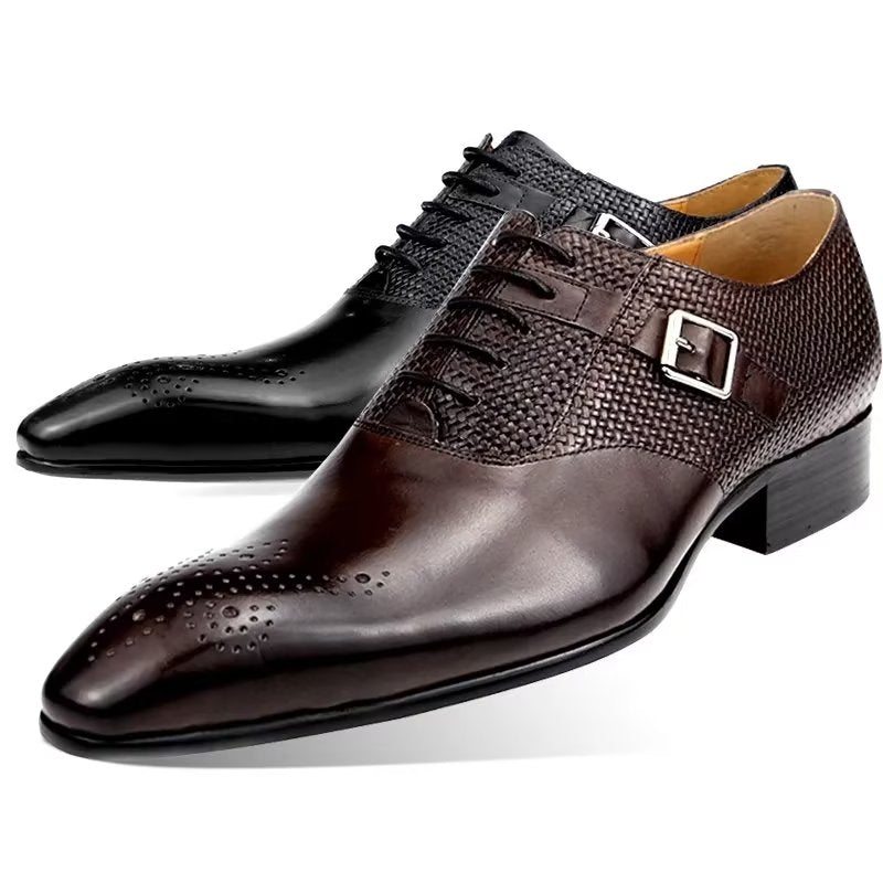 Pánské Společenské Boty Elegantní Kožené Svatební Groom Brogue - Káva