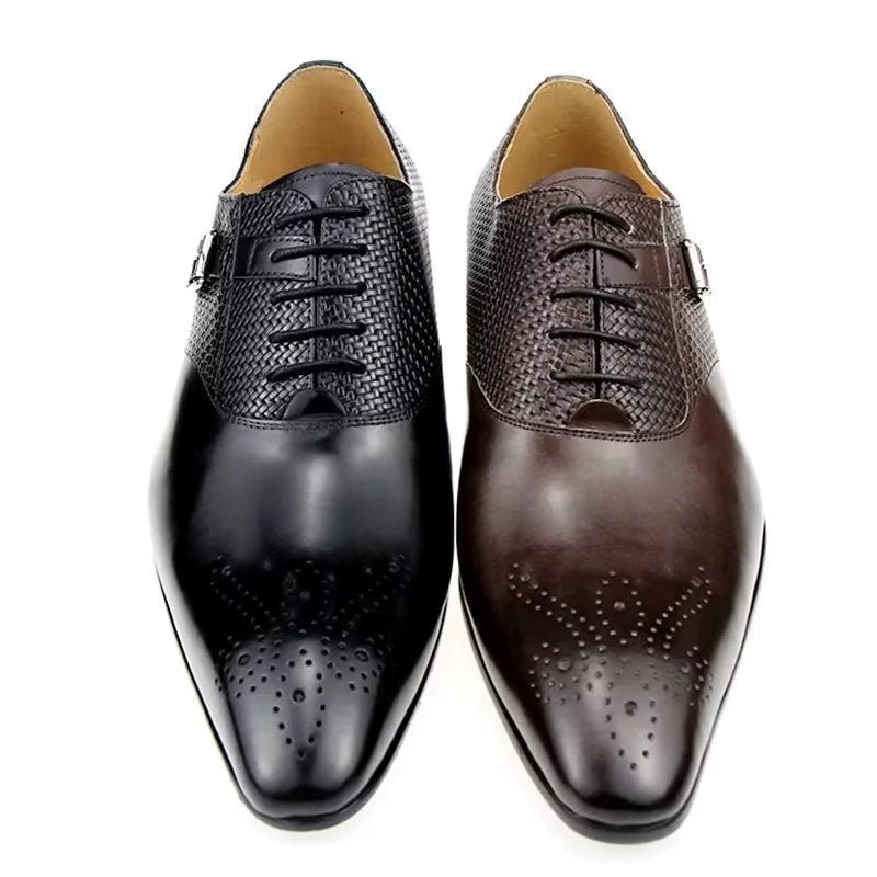 Pánské Společenské Boty Elegantní Kožené Svatební Groom Brogue - Káva