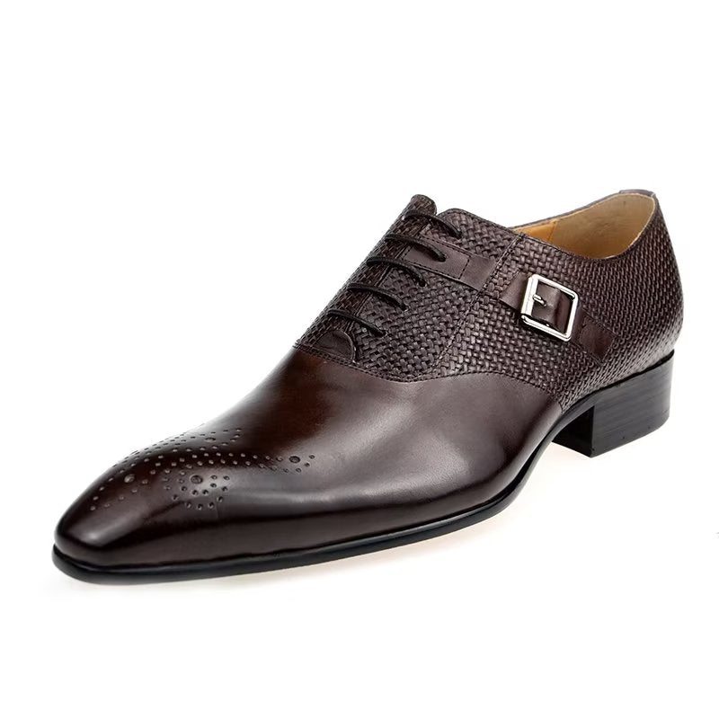 Pánské Společenské Boty Elegantní Kožené Svatební Groom Brogue - Káva