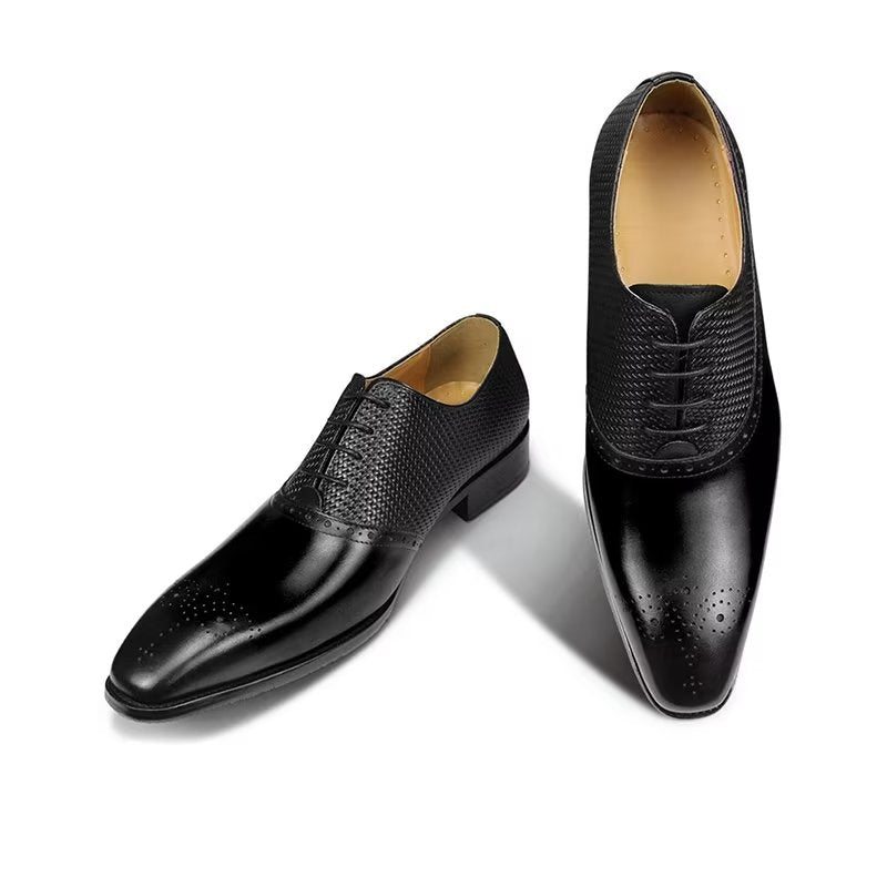 Pánské Společenské Boty Elegantní Kožené Svatební Groom Brogue - Černá