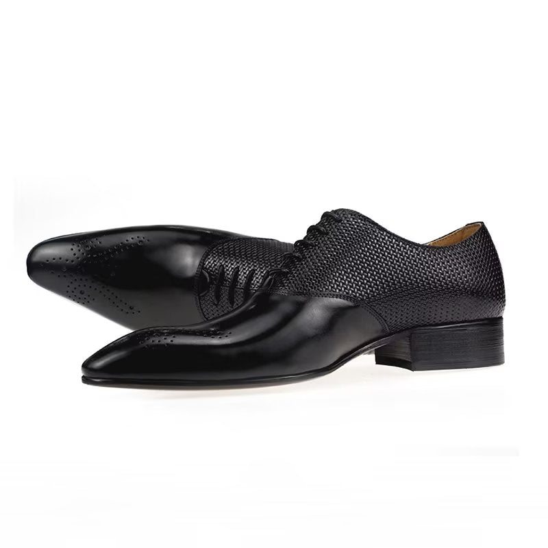 Pánské Společenské Boty Elegantní Kožené Svatební Groom Brogue - Černá