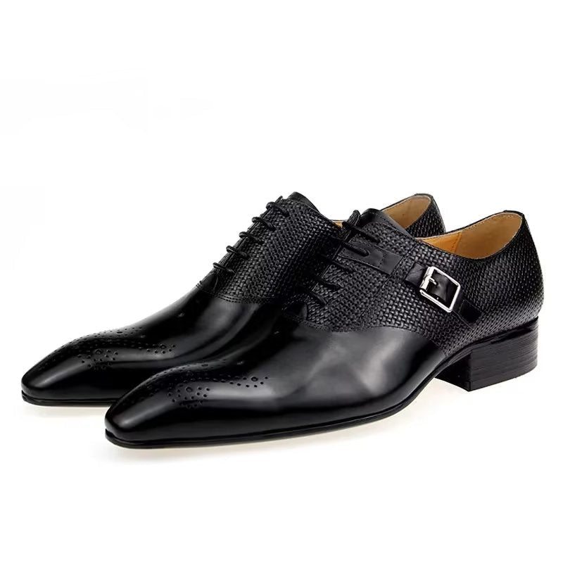 Pánské Společenské Boty Elegantní Kožené Svatební Groom Brogue - Černá