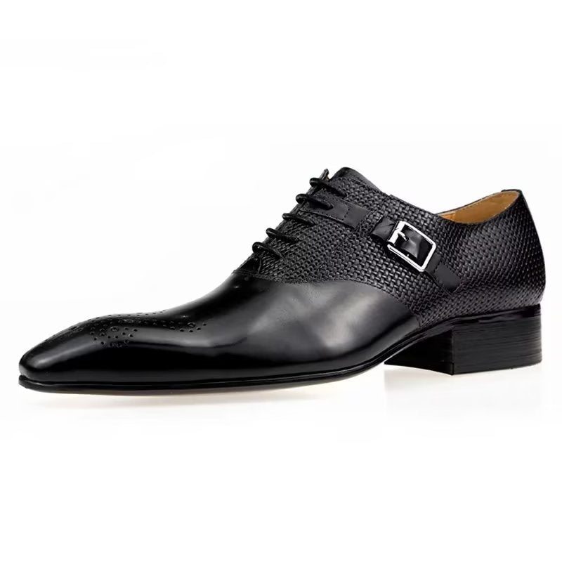 Pánské Společenské Boty Elegantní Kožené Svatební Groom Brogue - Černá