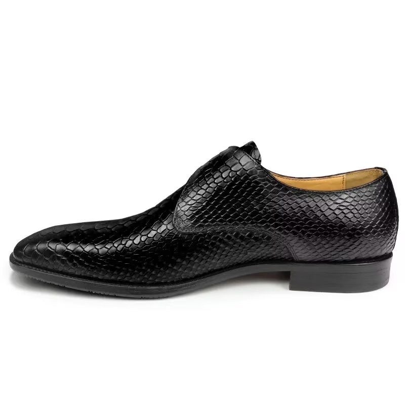 Pánské Společenské Boty Elegantní Kožené Svatební S Přezkou Brogue - Černá