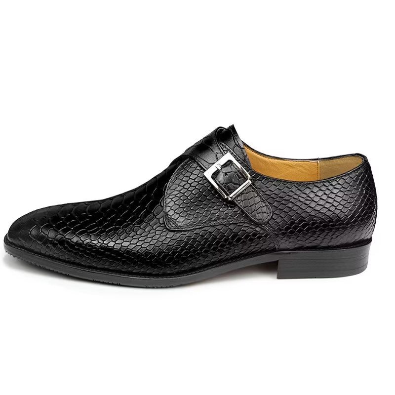 Pánské Společenské Boty Elegantní Kožené Svatební S Přezkou Brogue - Černá