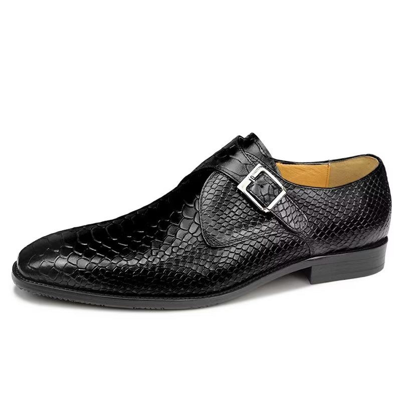 Pánské Společenské Boty Elegantní Kožené Svatební S Přezkou Brogue - Černá