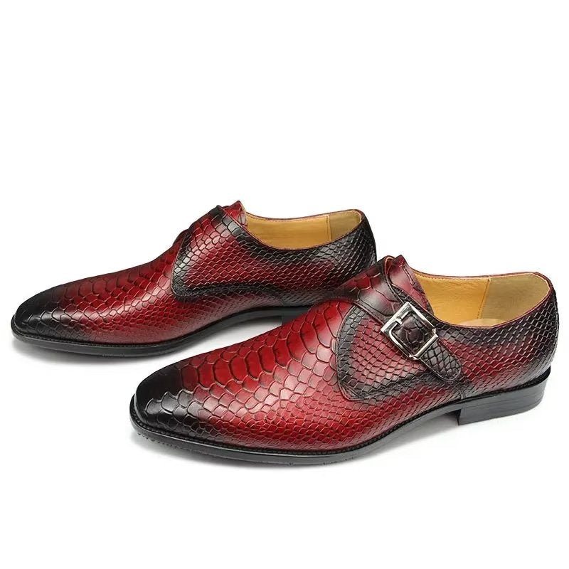 Pánské Společenské Boty Elegantní Kožené Svatební S Přezkou Brogue - Červená