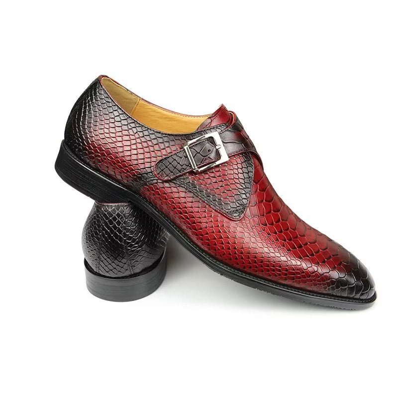 Pánské Společenské Boty Elegantní Kožené Svatební S Přezkou Brogue - Červená