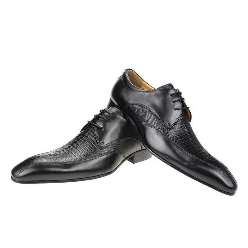 Pánské Společenské Boty Elegantní Krokodýlí Kůže Luxusní Brogue Oxford - Černá