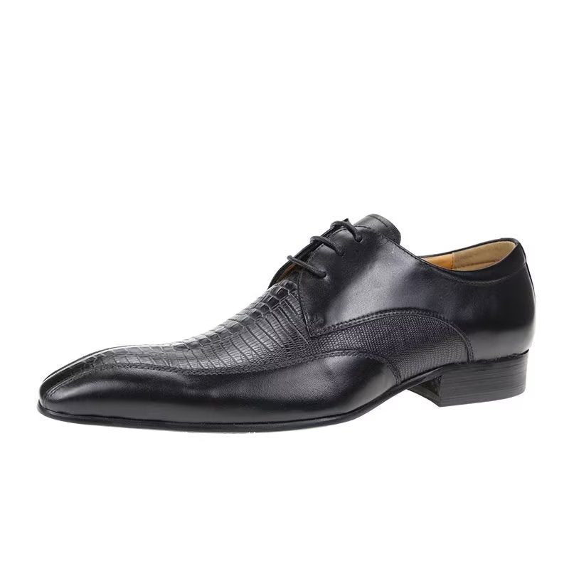 Pánské Společenské Boty Elegantní Krokodýlí Kůže Luxusní Brogue Oxford - Černá