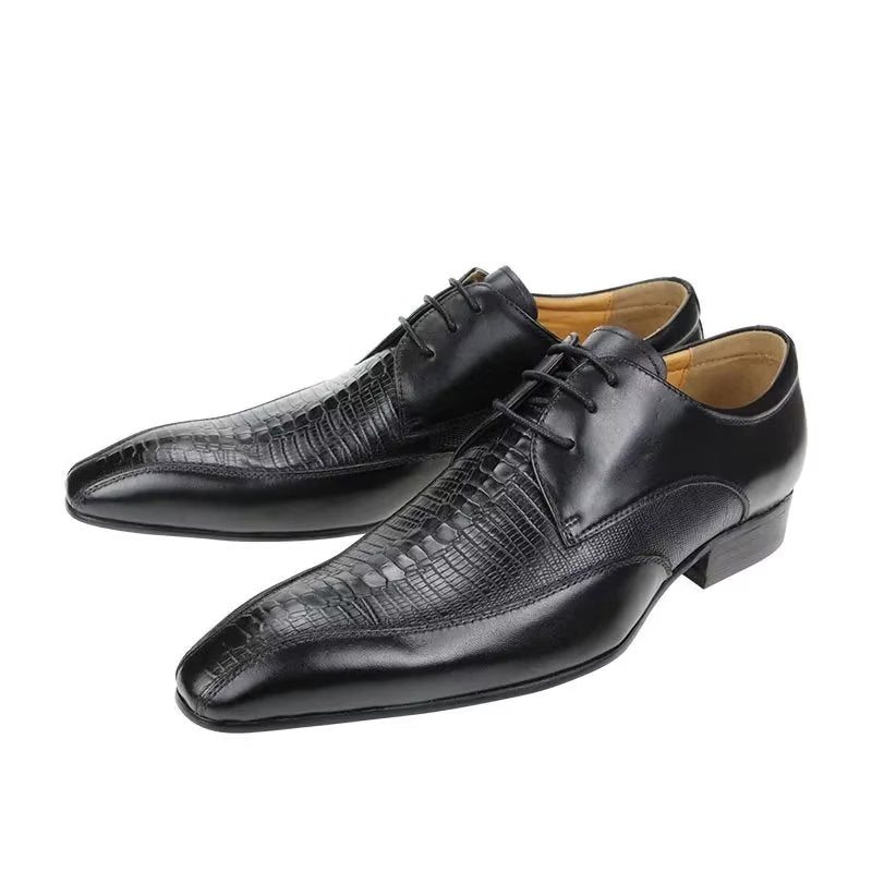 Pánské Společenské Boty Elegantní Krokodýlí Kůže Luxusní Brogue Oxford - Černá