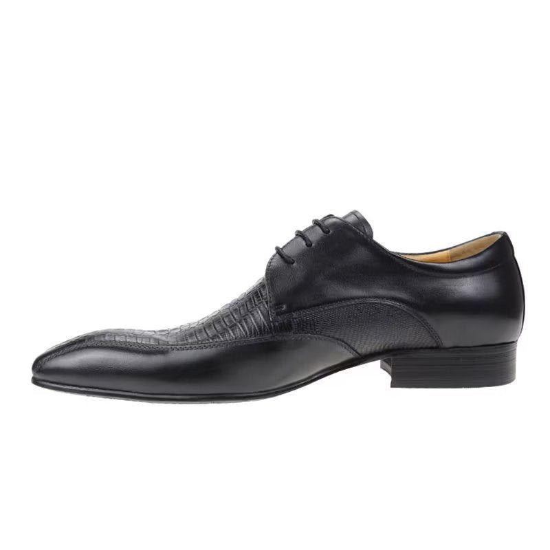 Pánské Společenské Boty Elegantní Krokodýlí Kůže Luxusní Brogue Oxford - Černá