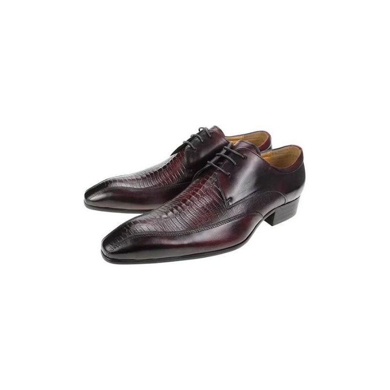 Pánské Společenské Boty Elegantní Krokodýlí Kůže Luxusní Brogue Oxford - Červená