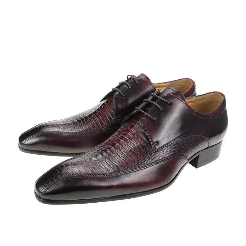 Pánské Společenské Boty Elegantní Krokodýlí Kůže Luxusní Brogue Oxford - Červená