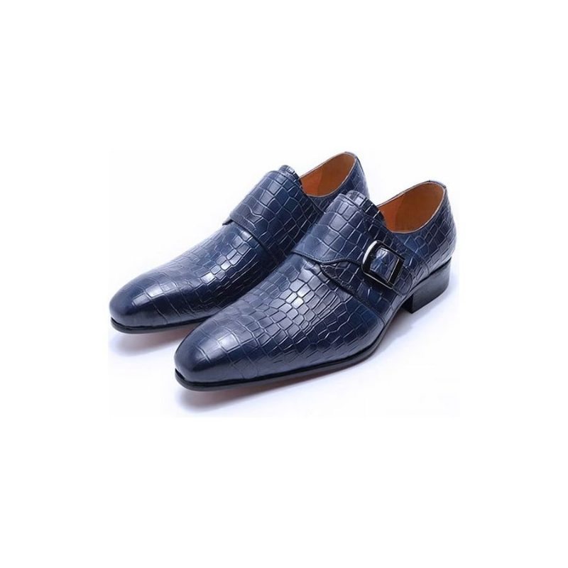 Pánské Společenské Boty Elegantní Luxusní Croc Monkstrap - Modrá