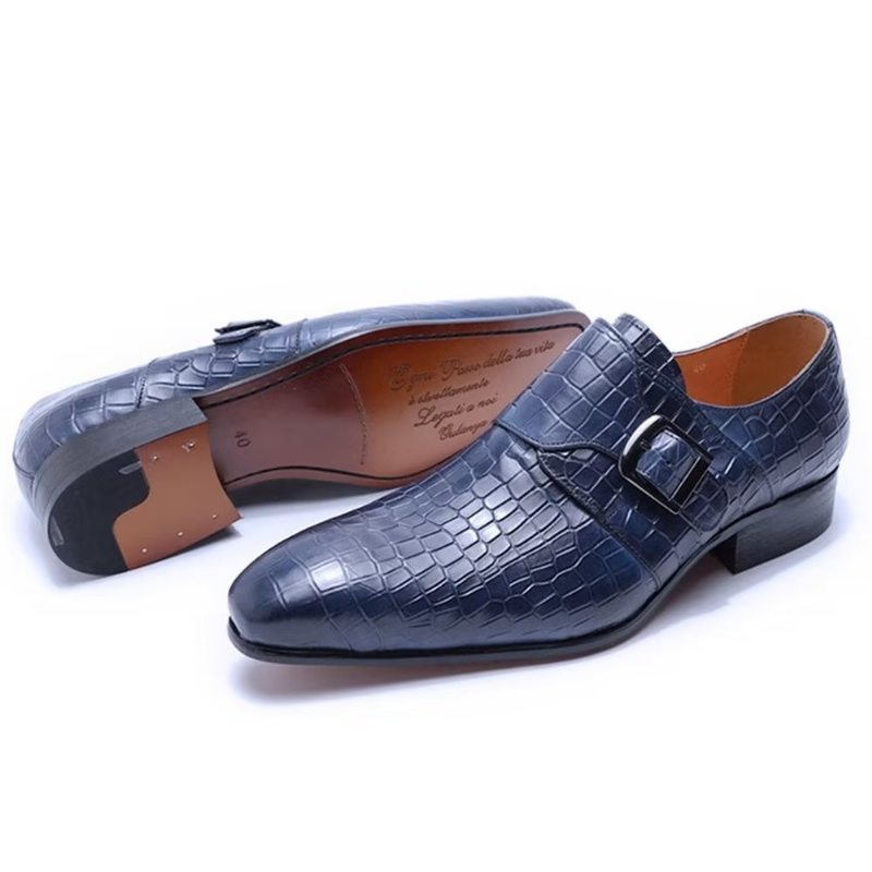 Pánské Společenské Boty Elegantní Luxusní Croc Monkstrap - Modrá