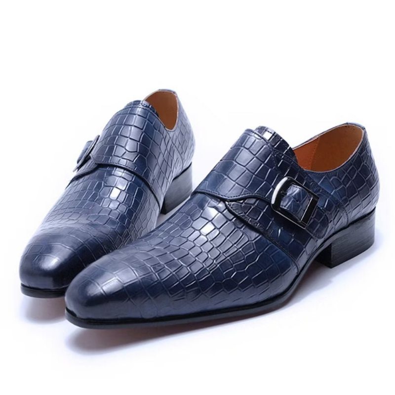 Pánské Společenské Boty Elegantní Luxusní Croc Monkstrap - Modrá