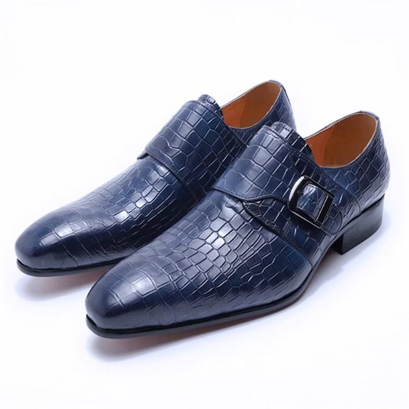 Pánské Společenské Boty Elegantní Luxusní Croc Monkstrap - Modrá