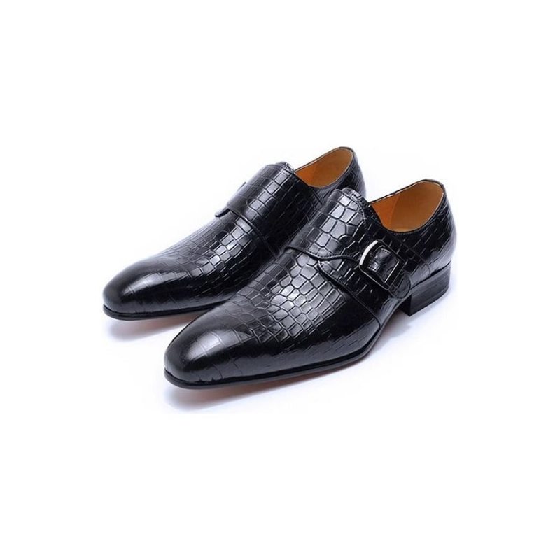 Pánské Společenské Boty Elegantní Luxusní Croc Monkstrap - Černá