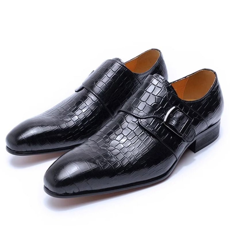 Pánské Společenské Boty Elegantní Luxusní Croc Monkstrap - Černá