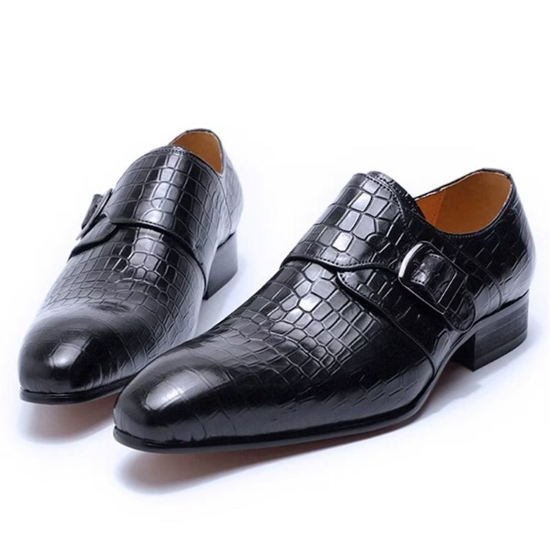 Pánské Společenské Boty Elegantní Luxusní Croc Monkstrap - Černá