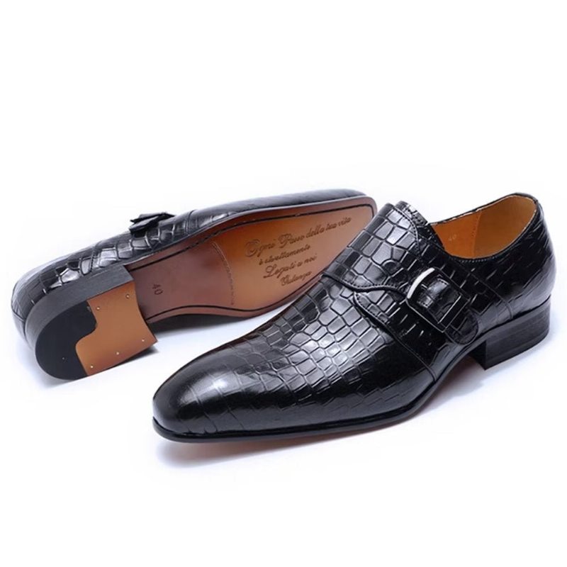 Pánské Společenské Boty Elegantní Luxusní Croc Monkstrap - Černá