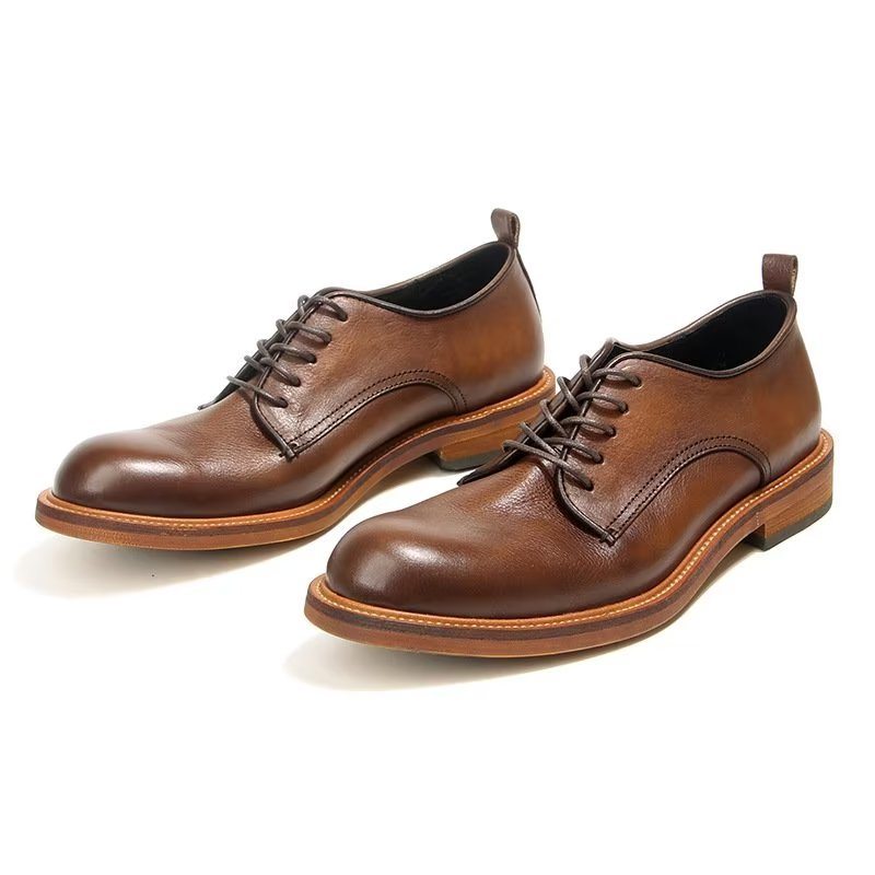 Pánské Společenské Boty Elegantní Retro Kožené Šaty Brogue Oxford - Hnědá