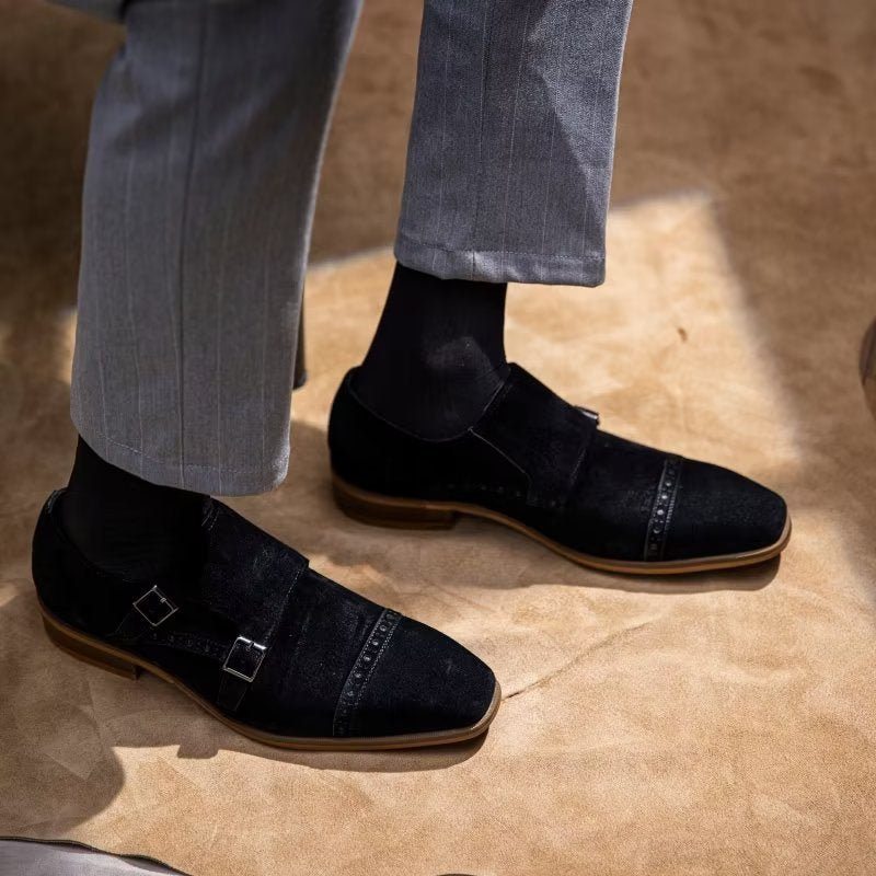 Pánské Společenské Boty Elegantní Se Zapínáním Na Přezku Monkstraps - Černá