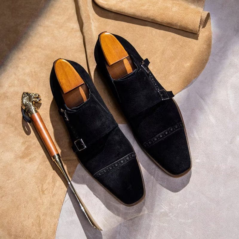 Pánské Společenské Boty Elegantní Se Zapínáním Na Přezku Monkstraps - Černá