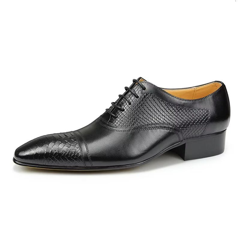 Pánské Společenské Boty Elegantní Šněrovací Svatební Z Kůže Brogue - Černá